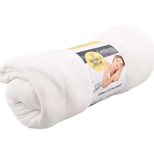 Comfibeds Jersey Hoeslaken Beige,Wit Hot