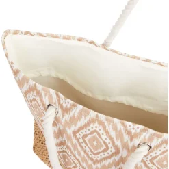 Spilbergen Gevlochten Strandtas Meerkleurig,Print,Zwart New