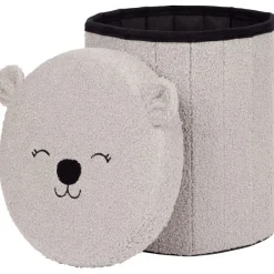 Merk Opvouwbare Opbergpoef Teddy Bruin,Grijs,Wit Best