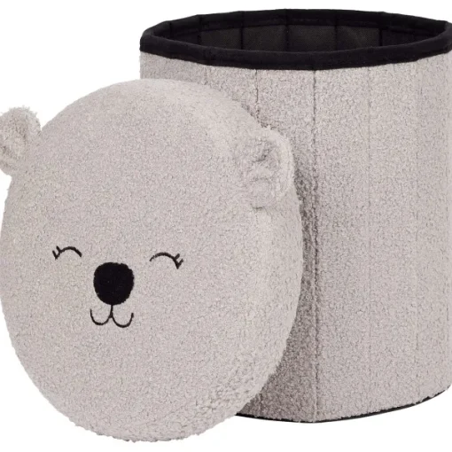 Merk Opvouwbare Opbergpoef Teddy Bruin,Grijs,Wit Best