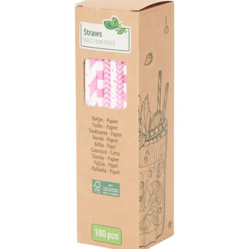 Merk Papieren Rietjes Blauw,Geel,Groen,Oranje,Paars,Roze Outlet