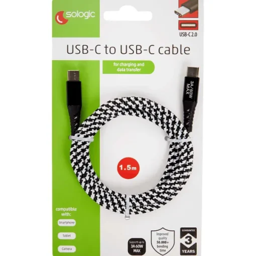 Sologic Laad- En Datakabel Usb-C Naar Usb-C Grijs,Wit,Zwart New