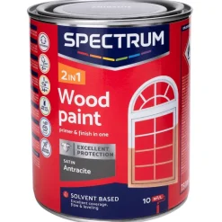 Spectrum 2-In-1 Zijdeglans Houtlak Antraciet Grijs Hot