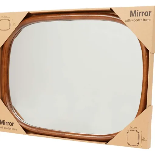 Merk Spiegel Met Houten Frame Beige,Bruin Outlet