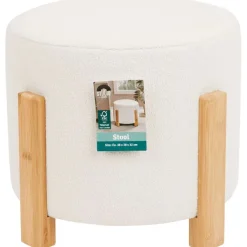 Studio Home Poef Met Bamboe Poten Wit Discount