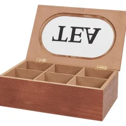 Merk Theebox Met Tekst Bruin,Wit,Zwart Online