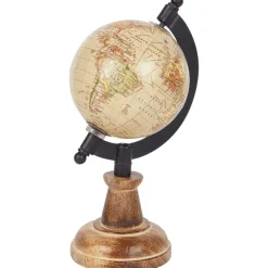 Merk Wereldbol Op Mangohouten Voet Beige,Groen,Zwart Outlet